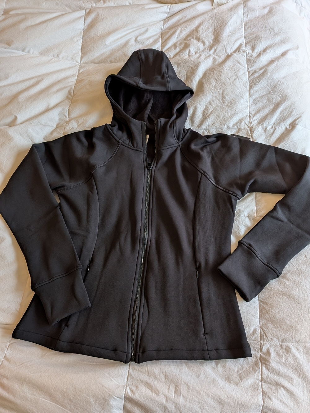 Women's Fleece Lined Scuba Knit Zip Hoodie By 90 DEGREE BY REFLEX Size L NWT